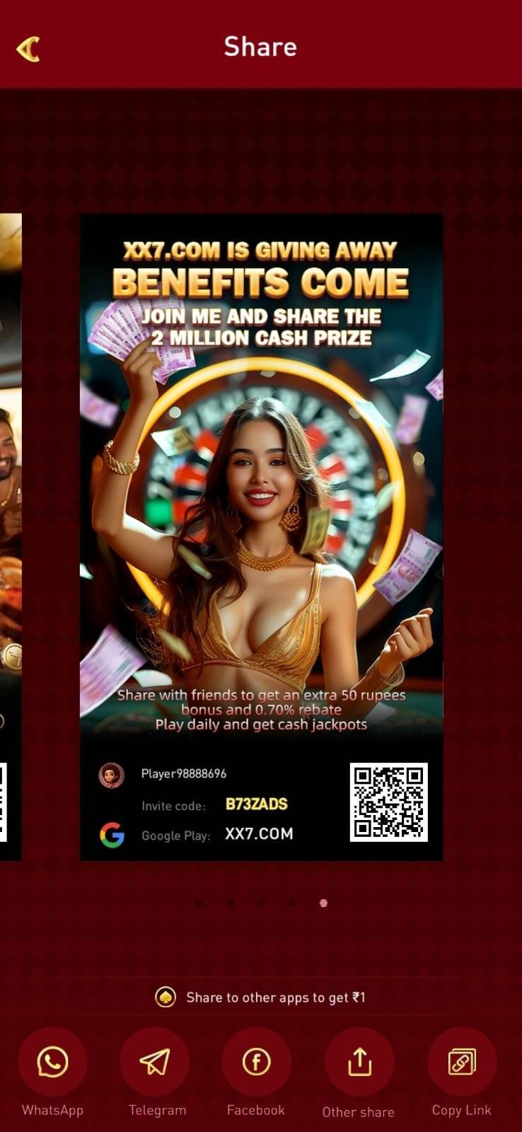 XX7 Game slots and casino style gaming app interface